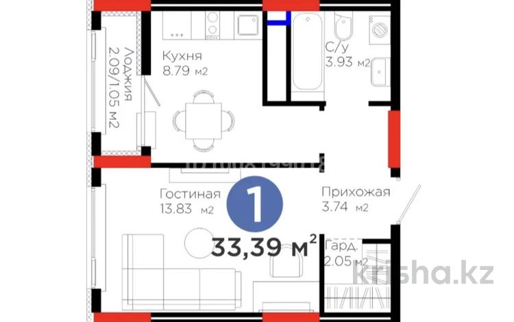 1-бөлмелі пәтер · 33.39 м² · 12/16 қабат, Улы Дала пр уч 16 Д, бағасы: 19.5 млн ₸ в Астане, Есильский р-н — фото 22