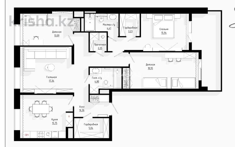 4-комнатная квартира · 127 м² · 2/3 этаж, ул. Нурлана Каппарова 4 за 199 млн ₸ в Алматы, Медеуский р-н — фото 2