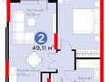 2-бөлмелі пәтер · 51.65 м² · 19/19 қабат, Туран 57/1 — Возле Барыс арены, бағасы: 42 млн ₸ в Астане, Нура р-н — фото 3