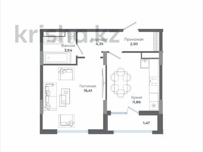 1-комнатная квартира · 42.4 м² · 5/12 этаж, Сыганак 28 за ~ 34.3 млн ₸ в Астане, Есильский р-н
