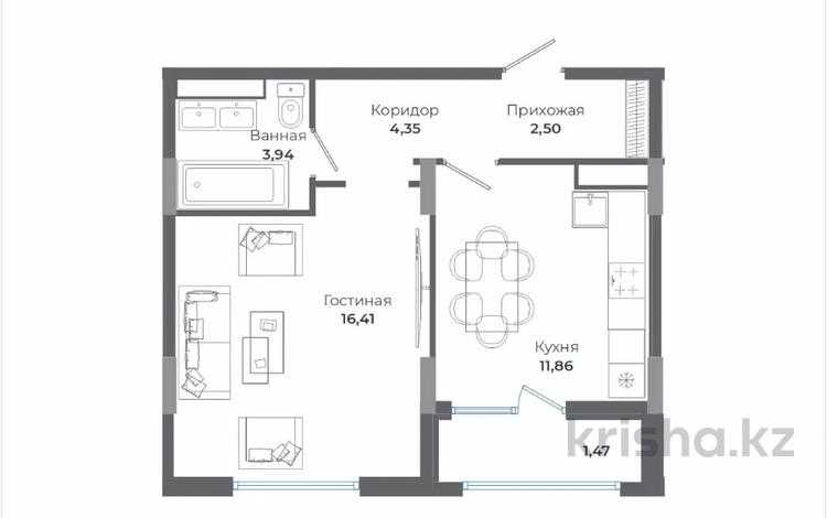 1-комнатная квартира · 42.4 м² · 5/12 этаж, Сыганак 28 за ~ 34.3 млн ₸ в Астане, Есильский р-н — фото 2