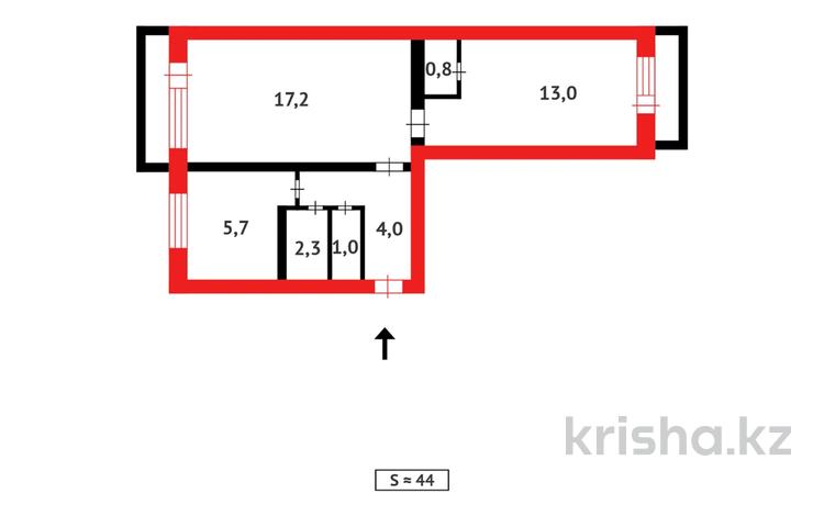 2-комнатная квартира · 44 м² · 3/5 этаж, 3 микрорайон за 7 млн ₸ в Абай — фото 2
