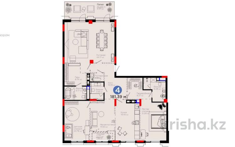 4-комнатная квартира, 181.39 м², переулок Тасшокы 4 за ~ 159.4 млн 〒 в Астане — фото 7