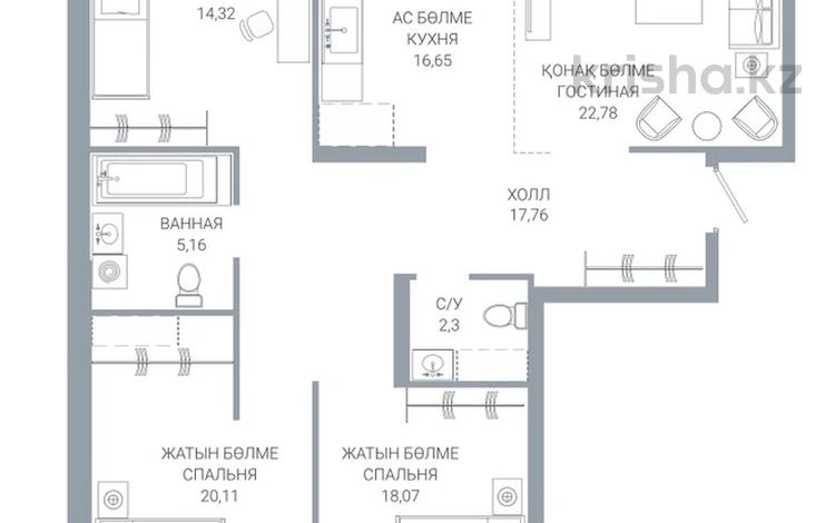 4-комнатная квартира · 119 м² · 4/12 этаж, По ул. Ханов Керея и Жанибека, напротив Президентского парка 5 — БЕЗ КОМИССИИ! за ~ 85.7 млн ₸ в Астане — фото 3