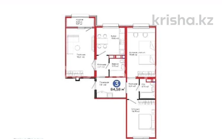 3-комнатная квартира, 85 м², 9/12 этаж, Абикена Бектурова 11 за 36 млн 〒 в Астане, Нура р-н — фото 2