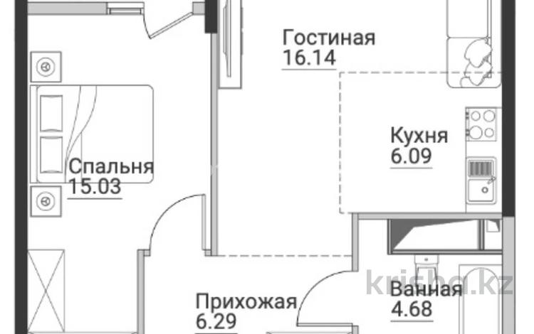 2-комнатная квартира · 49.68 м² · 12/12 этаж, ул. Фадеева, 38/3 за 27.9 млн ₸ в Алматы, Алатауский р-н — фото 2
