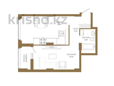 1-бөлмелі пәтер · 50.11 м² · 18/18 қабат, Достык 8/5 — Видовая|Без комиссии|Рассрочка и ипотека, бағасы: ~ 39.6 млн ₸ в Астане
