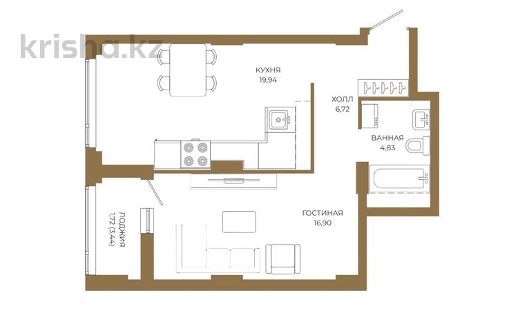 1-комнатная квартира · 50.11 м² · 18/18 этаж, Достык 8/5 — Видовая|Без комиссии|Рассрочка и ипотека за ~ 39.6 млн ₸ в Астане — фото 11