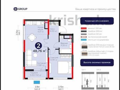 2-комнатная квартира · 48 м² · 9/17 этаж, Е 908 23 за 26.5 млн ₸ в Астане, Нура р-н