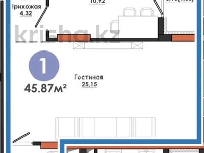 1-комнатная квартира · 45.87 м² · 10/16 этаж, ул. Е 908 24/1 — Улы Дала за 32 млн ₸ в Астане, Нура р-н