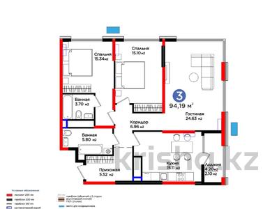 3-бөлмелі пәтер · 95 м², Байтерекова, бағасы: ~ 51.6 млн ₸ в Шымкенте, Каратауский р-н
