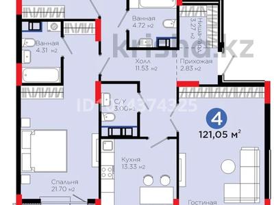 4-бөлмелі пәтер · 121.1 м² · 3/9 қабат, Е-321, бағасы: 75 млн ₸ в Астане, Есильский р-н