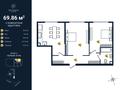 2-комнатная квартира · 69.86 м² · 1/9 этаж, мкр Кайрат, Сыбызгы 100 за 37 млн ₸ в Алматы, Турксибский р-н — фото 3