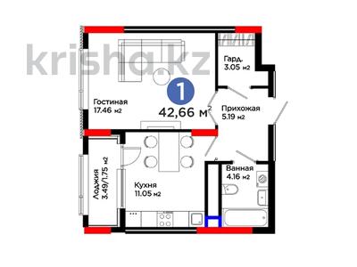 1 комната, 42.66 м², ЖК Qasteev, Астана, Нура р-н, ул. Бухар жырау, 20 от 34 853 220 〒