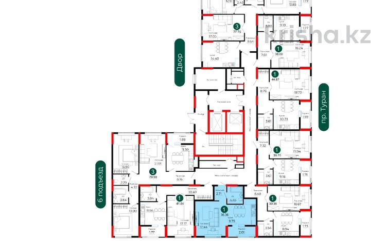 1-бөлмелі пәтер · 36.36 м² · 16/16 қабат, Е 908 — Комфортная школы 118, школа "Зерде, Астана Арена, Барыс Арена, бағасы: ~ 23.3 млн ₸ — фото 2