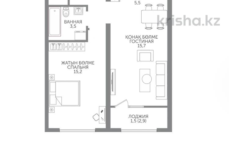 2-комнатная квартира · 46.8 м² · 4/15 этаж, Райымбека 210/27 за ~ 32.8 млн ₸ в Алматы, Алмалинский р-н — фото 2