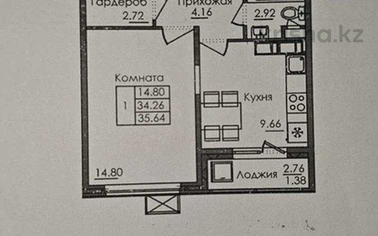 1-бөлмелі пәтер · 36 м² · 9/15 қабат, Е117 45, бағасы: 19.2 млн ₸ в Астане, Есильский р-н — фото 2