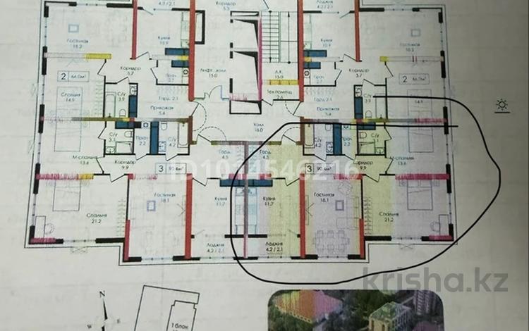 3-комнатная квартира · 90.4 м² · 12/16 этаж, мкр Нурсат, Аргынбекова 185 за 55 млн ₸ в Шымкенте, Каратауский р-н — фото 2
