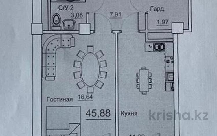 2-комнатная квартира, 46 м², 2/3 этаж, Мкр Курамыс — Документы, ключи на руках за 35 млн 〒 в Алматы, Наурызбайский р-н — фото 2