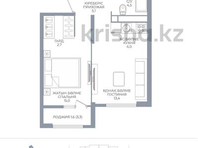 2-бөлмелі пәтер · 48.3 м² · 16/16 қабат, Каныша Сатпаева 90/55Б — БЕЗ КОМИССИИ, бағасы: ~ 38 млн ₸ в Алматы, Бостандыкский р-н