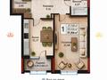 2-бөлмелі пәтер · 51.86 м² · 9/12 қабат, Шамши Калдаяков 16, бағасы: ~ 41.4 млн ₸ в Астане, Сарайшык р-н