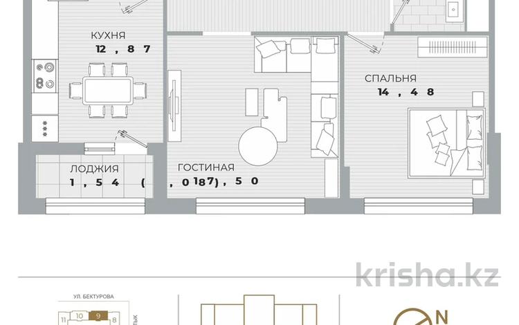 2-бөлмелі пәтер · 66.4 м² · 18/18 қабат, Туран 39/3 — Без комиссии, бағасы: ~ 47.1 млн ₸ в Астане, Нура р-н — фото 2