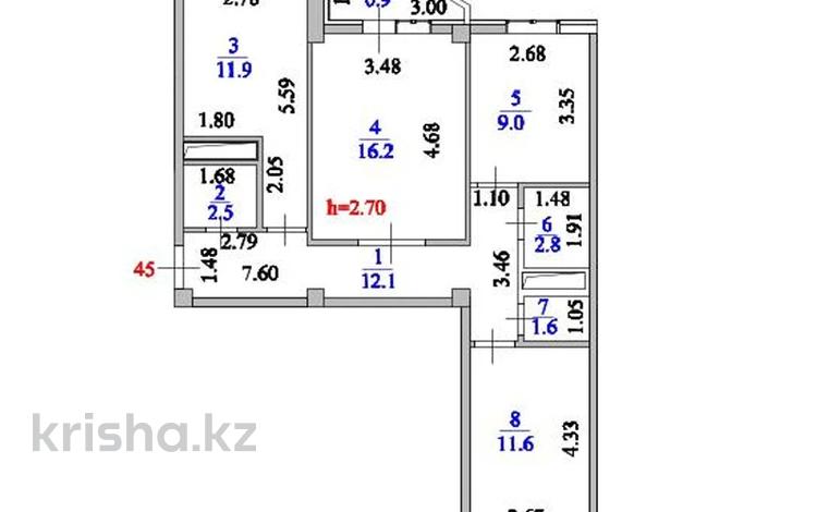 3-комнатная квартира · 69.3 м² · 2/5 этаж, Е-128 7, 7/2,7/1 за ~ 23.7 млн ₸ в Астане, Нура р-н — фото 2