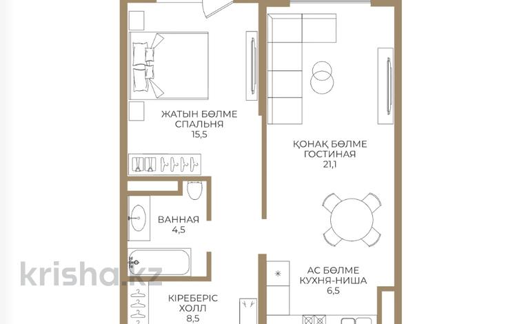2-комнатная квартира · 57.7 м² · 7/9 этаж, Каныша Сатпаева 90а/1 за ~ 47.8 млн ₸ в Алматы, Бостандыкский р-н — фото 2