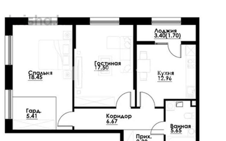 2-комнатная квартира · 70.32 м² · 3/12 этаж, ул. Фадеева, 38г 11 за 43.5 млн ₸ в Алматы, Алатауский р-н — фото 2