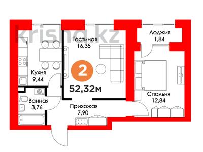 2-бөлмелі пәтер · 53 м² · 6/12 қабат, Туран, бағасы: 41 млн ₸ в Астане, Нура р-н