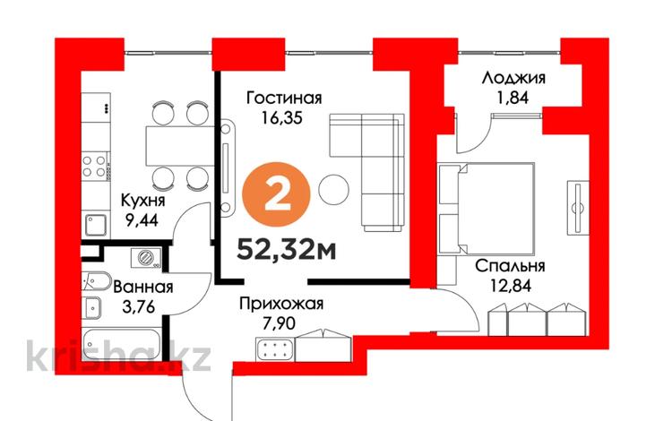 2-бөлмелі пәтер · 53 м² · 6/12 қабат, Туран, бағасы: 41 млн ₸ в Астане, Нура р-н — фото 2