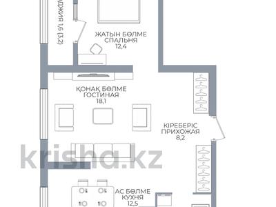 2-комнатная квартира · 57.8 м² · 7/16 этаж, Каныша Сатпаева 90/55Б за ~ 53 млн ₸ в Алматы, Алмалинский р-н