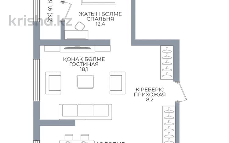 2-комнатная квартира · 57.8 м² · 7/16 этаж, Каныша Сатпаева 90/55Б за ~ 53 млн ₸ в Алматы, Алмалинский р-н — фото 2