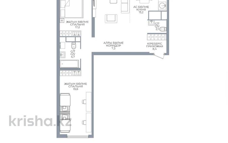 3-бөлмелі пәтер · 100 м² · 11/16 қабат, Сатпаева 90/58, бағасы: 77 млн ₸ в Алматы, Бостандыкский р-н — фото 2