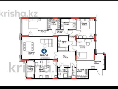 4-комнатная квартира · 161 м² · 2/12 этаж, Бухар жырау 26 за 174 млн ₸ в Астане, Есильский р-н