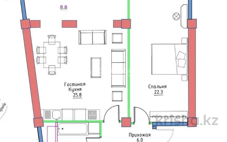 2-комнатная квартира, 70 м², 3/10 этаж, Жарокова 370 за 58.8 млн 〒 в Алматы, Бостандыкский р-н — фото 2