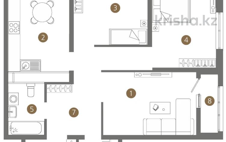 3-комнатная квартира · 75.9 м² · 3/16 этаж, Мангилик Ел 74 за ~ 39.3 млн ₸ в Астане — фото 2