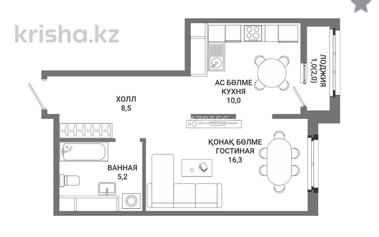 1-бөлмелі пәтер · 41 м² · 8/16 қабат, Пр. Мангилик ел, напротив республиканской мечети 74/1, бағасы: 26.5 млн ₸ в Астане, Есильский р-н — фото 3