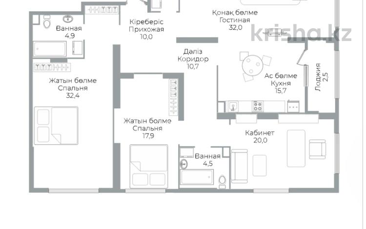 4-комнатная квартира · 156 м² · 19 этаж, Аль-Фараби 41 за ~ 130.9 млн ₸ в Алматы, Бостандыкский р-н — фото 2