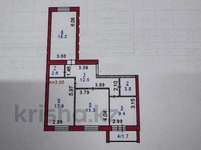 3-бөлмелі пәтер · 83 м² · 8/9 қабат, НАЗАРБАЕВА ПРОСПЕКТ 233 Б, бағасы: 36 млн ₸ в Костанае