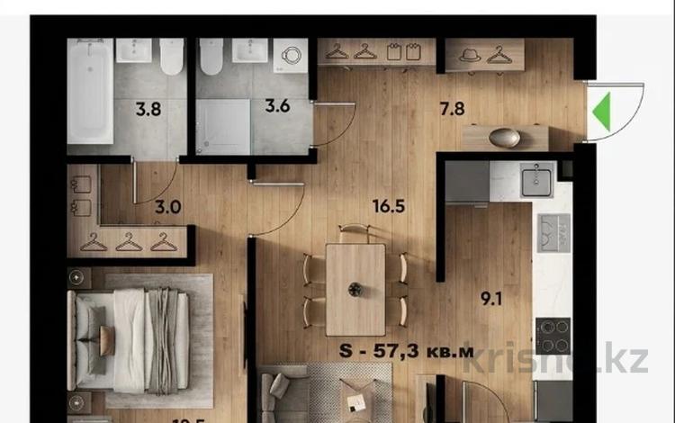 2-комнатная квартира · 57.5 м² · 2/5 этаж, Алтын Орда за 19.5 млн ₸ в Актобе — фото 2