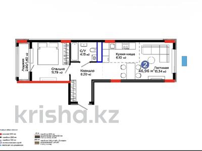 2-комнатная квартира · 46.96 м² · 5/7 этаж, Шоссе Коргалжын 24/2 за 30.5 млн ₸ в Астане, Нура р-н