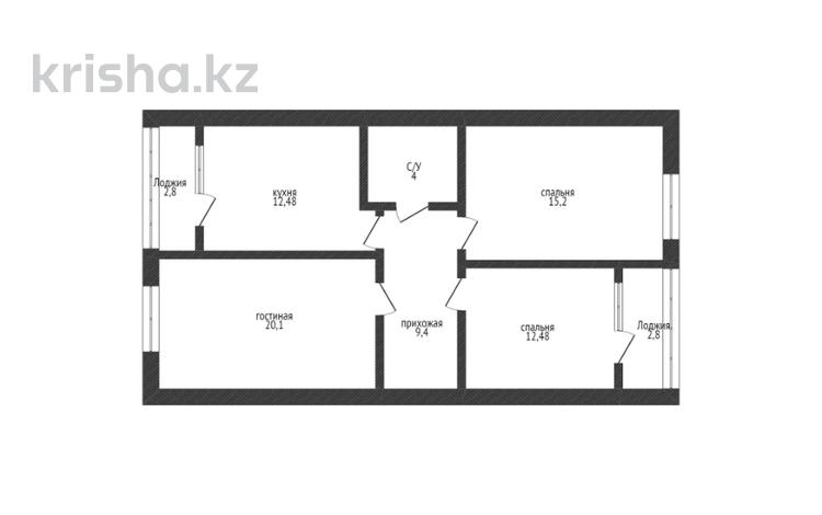 3-комнатная квартира, 77.66 м², 4/5 этаж, Гагарина за ~ 20.2 млн 〒 в Кокшетау — фото 2