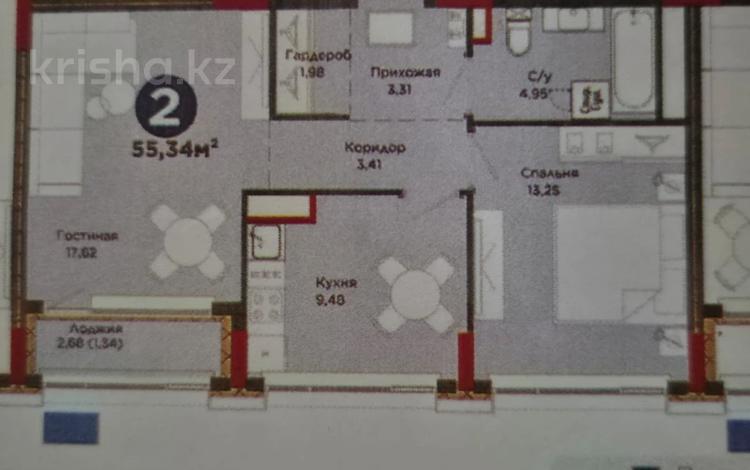 2-бөлмелі пәтер · 56 м² · 4/17 қабат, Кенесары 54 — Кенесары, Амангелды Иманова, бағасы: ~ 37 млн ₸ в Астане, р-н Байконур — фото 2