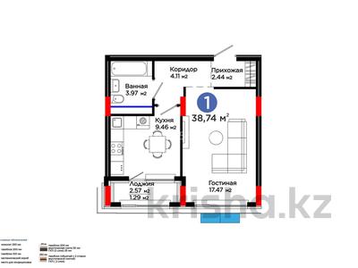 1-бөлмелі пәтер · 39 м² · 5/9 қабат, Е 900 8, бағасы: 38 млн ₸ в Астане, Нура р-н