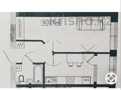 1-комнатная квартира · 32.3 м² · 9/10 этаж, Е-128 128 за 12.5 млн ₸ в Астане, Нура р-н
