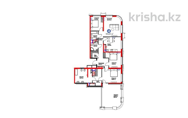 4-бөлмелі пәтер · 152 м², Кунаева, бағасы: 202.6 млн ₸ в Шымкенте, Аль-Фарабийский р-н — фото 2