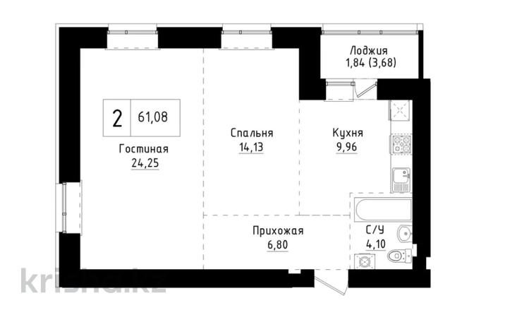 2-комнатная квартира · 61 м² · 6/9 этаж, Байтурсынова — ГОРЯЩЕЕ ПРЕДЛОЖЕНИЕ SAFAR 5 за 19.5 млн ₸ в Астане, Сарайшык р-н — фото 2