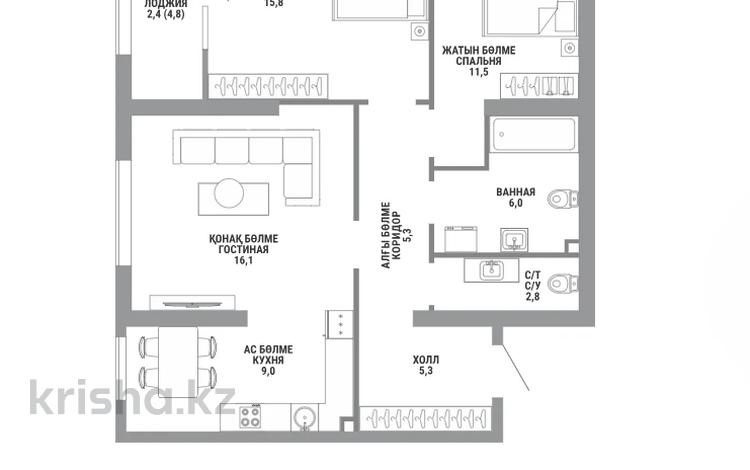 3-комнатная квартира · 74.2 м² · 2/15 этаж, Райымбека 210/8 за ~ 51.5 млн ₸ в Алматы, Алмалинский р-н — фото 2
