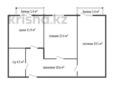 2-бөлмелі пәтер · 66 м² · 2/5 қабат, Асар-2 ш/а, Микрорайон Асар 2, бағасы: 26 млн ₸ в Шымкенте, Абайский р-н